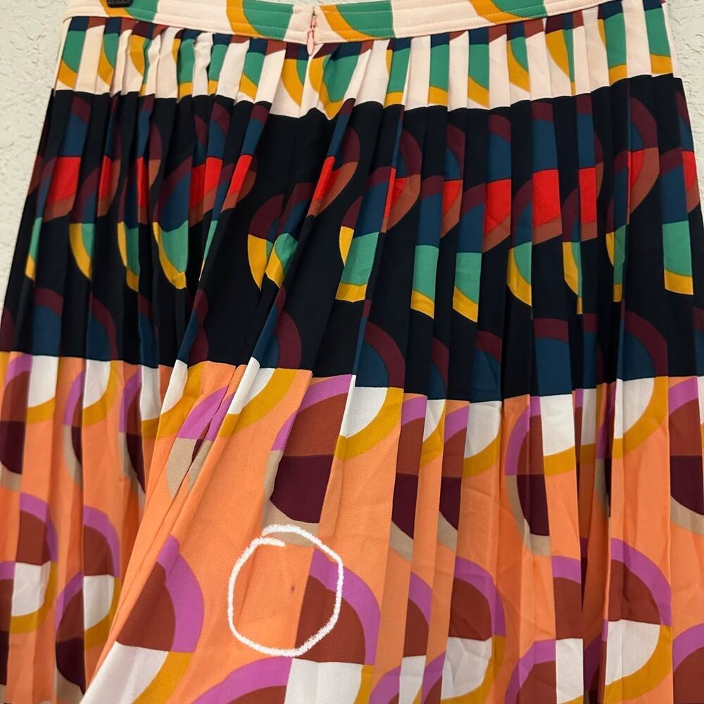 J.CREW 365 Skirt Multicolor Geometric Pleated Midi Psychedelic AOP - Picture 6 of 13